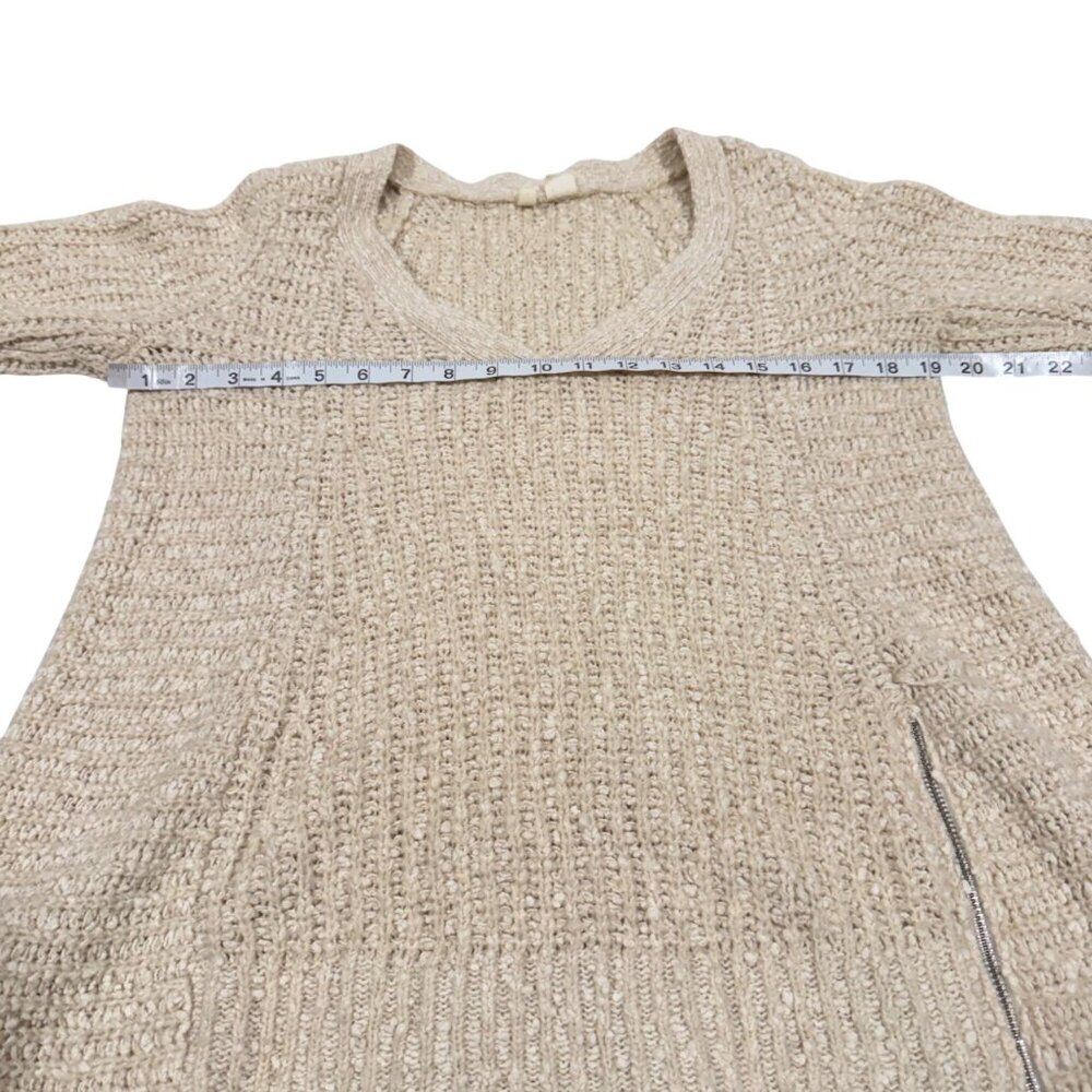 Anthropologie Moth Cream Marled Knit V-Neck Sweater with Side Zipper Size S - Picture 6 of 7